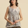 Brocade City Printed Off White Sleeveless Top