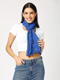 Blue Solid Colored Crinkled Scarf