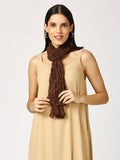 Brown Solid Colored Crinkled Scarf