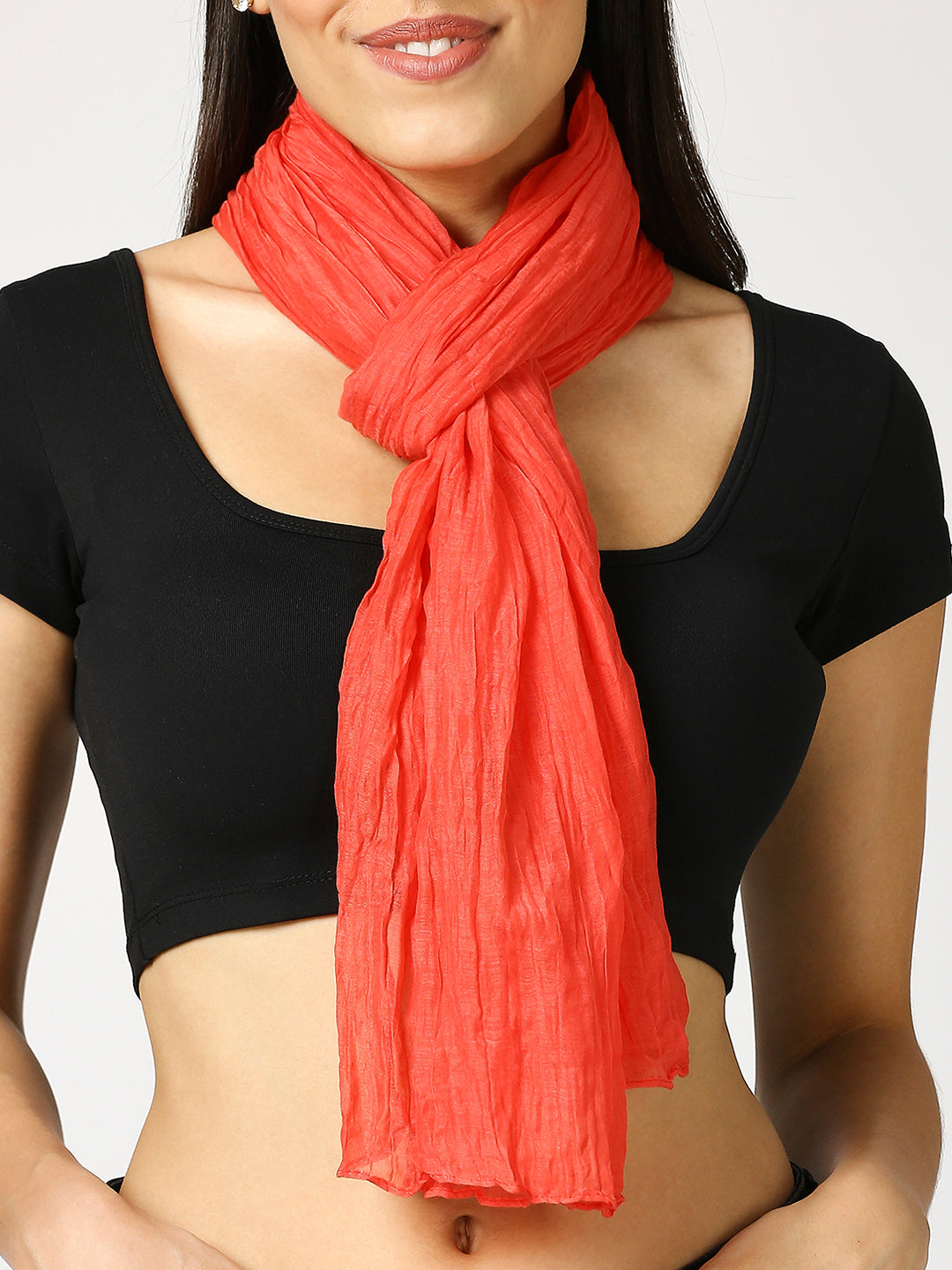 Carol Solid Colored Crinkled Scarf