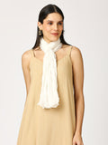 Ivory Solid Colored Crinkled Scarf