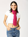 Magenta Solid Colored Crinkled Scarf