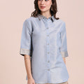Solid Metallic Aqua Shirt
