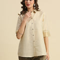 Solid Metallic Off White Shirt