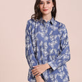 Viscose Floral Printed Blue Shirt