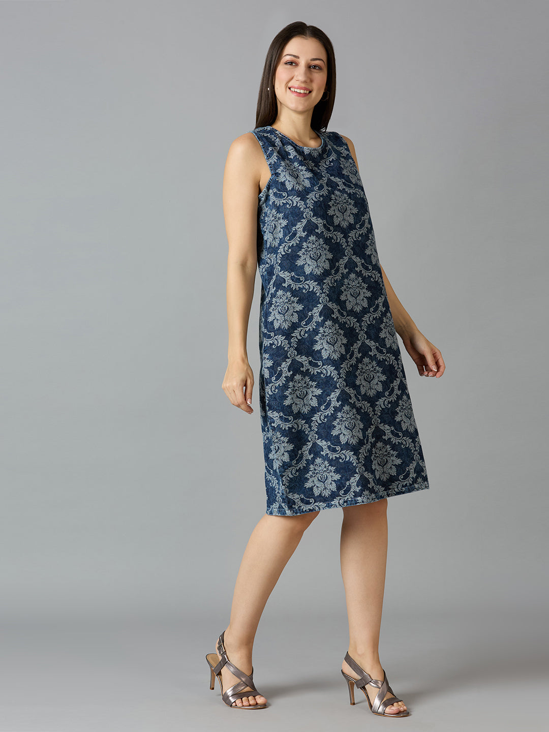 Denim Brocade Tapestry Design Shift Dress - Pre Order