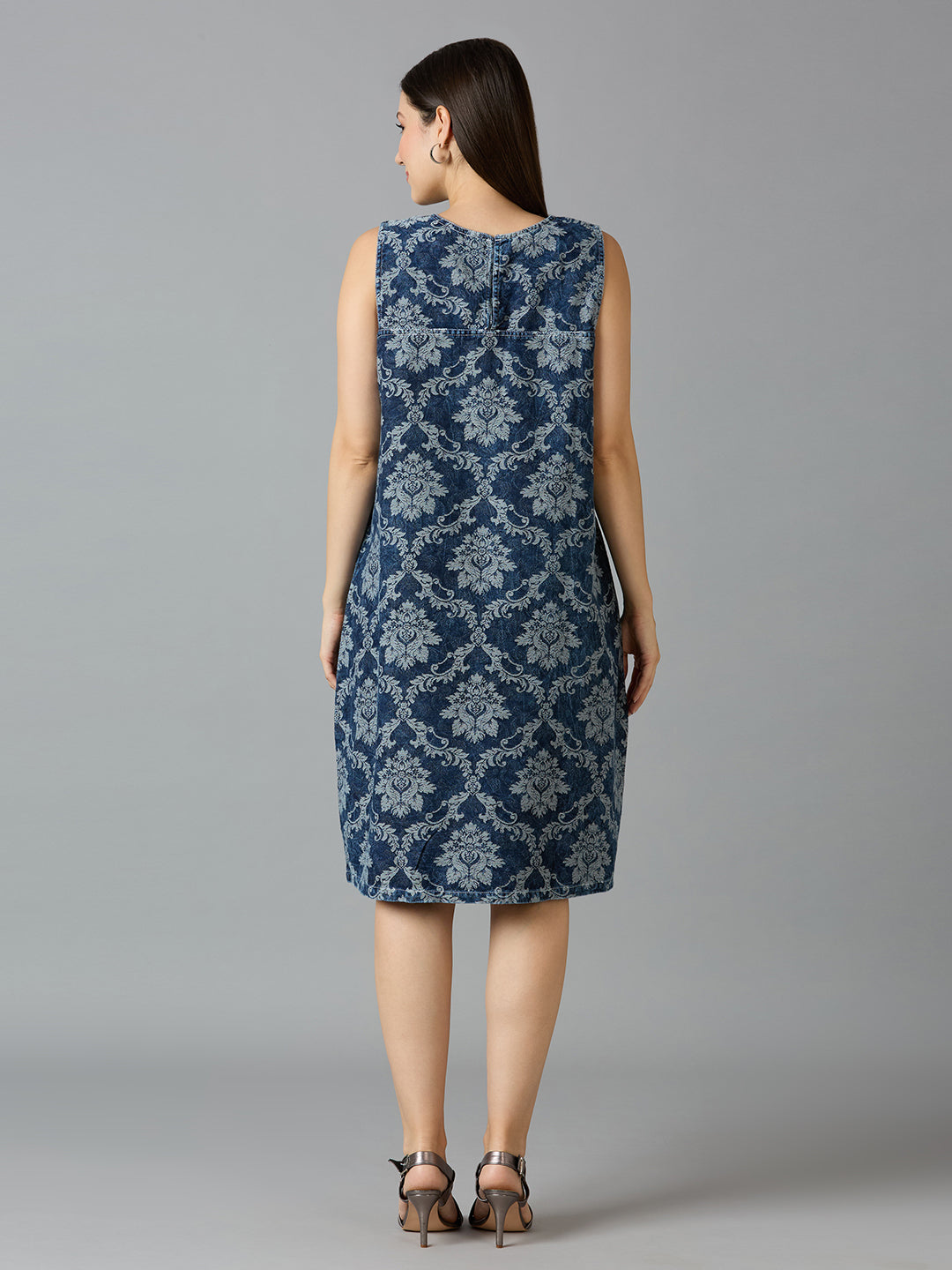 Denim Brocade Tapestry Design Shift Dress - Pre Order