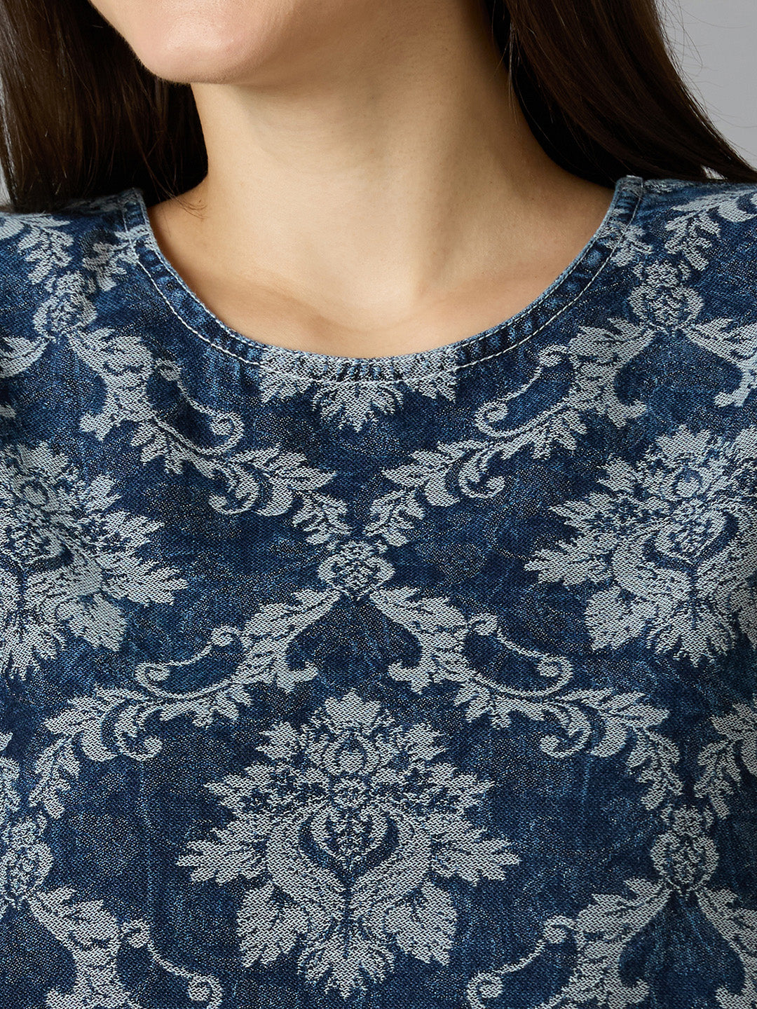 Denim Brocade Tapestry Design Shift Dress - Pre Order