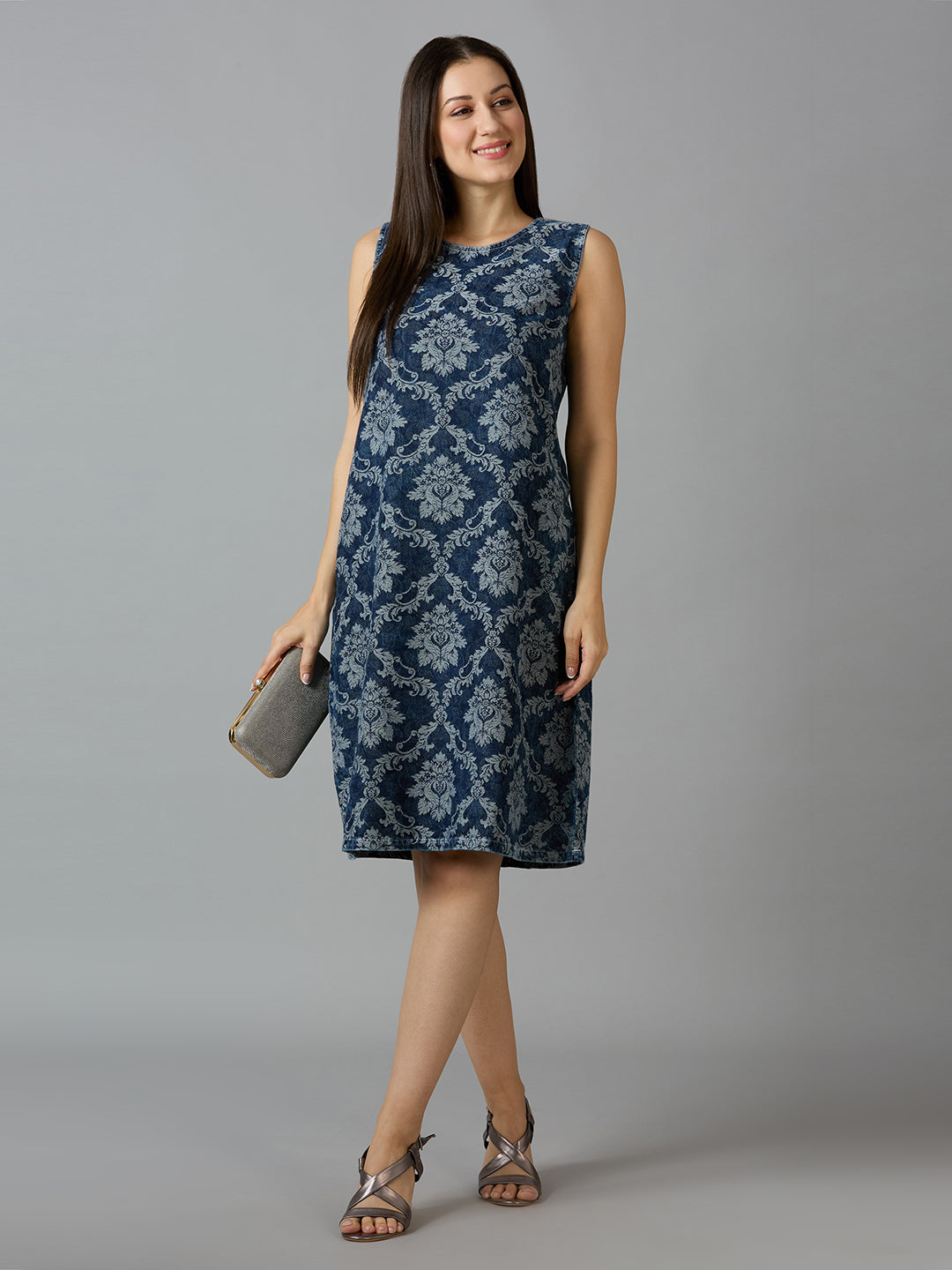 Denim Brocade Tapestry Design Shift Dress - Pre Order