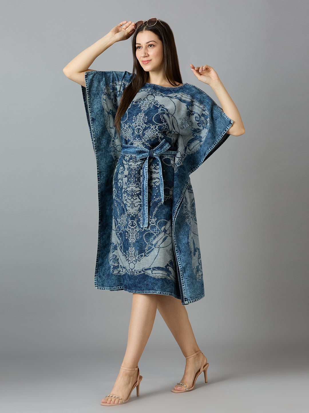 Brocade Ropes & Chains Design Denim Dress