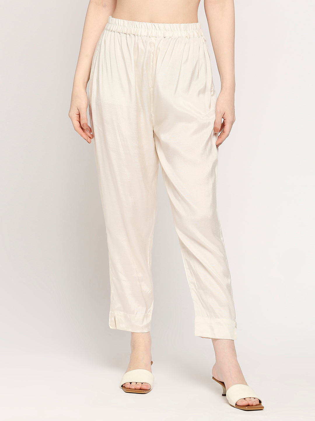 Plain White Viscose Pant