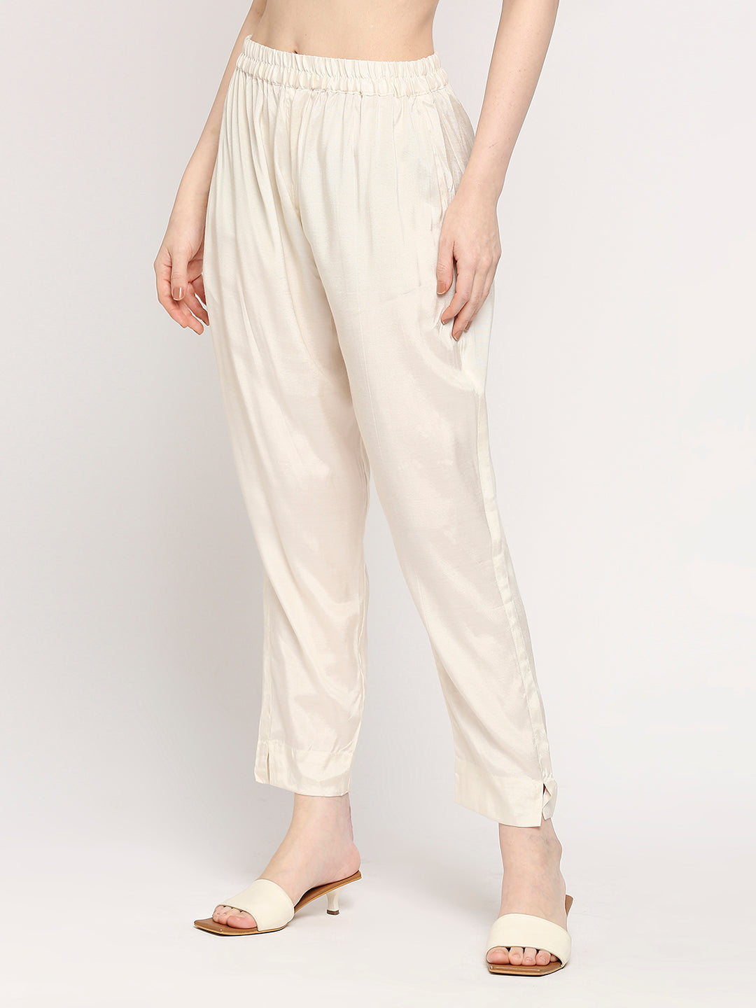 Plain White Viscose Pant