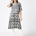 Metallic Floral Printed Grey Kurta