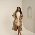 Geometric Printed Brocade Long Blazer