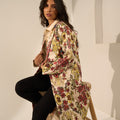 Brocade Floral Design Off white Long Blazer
