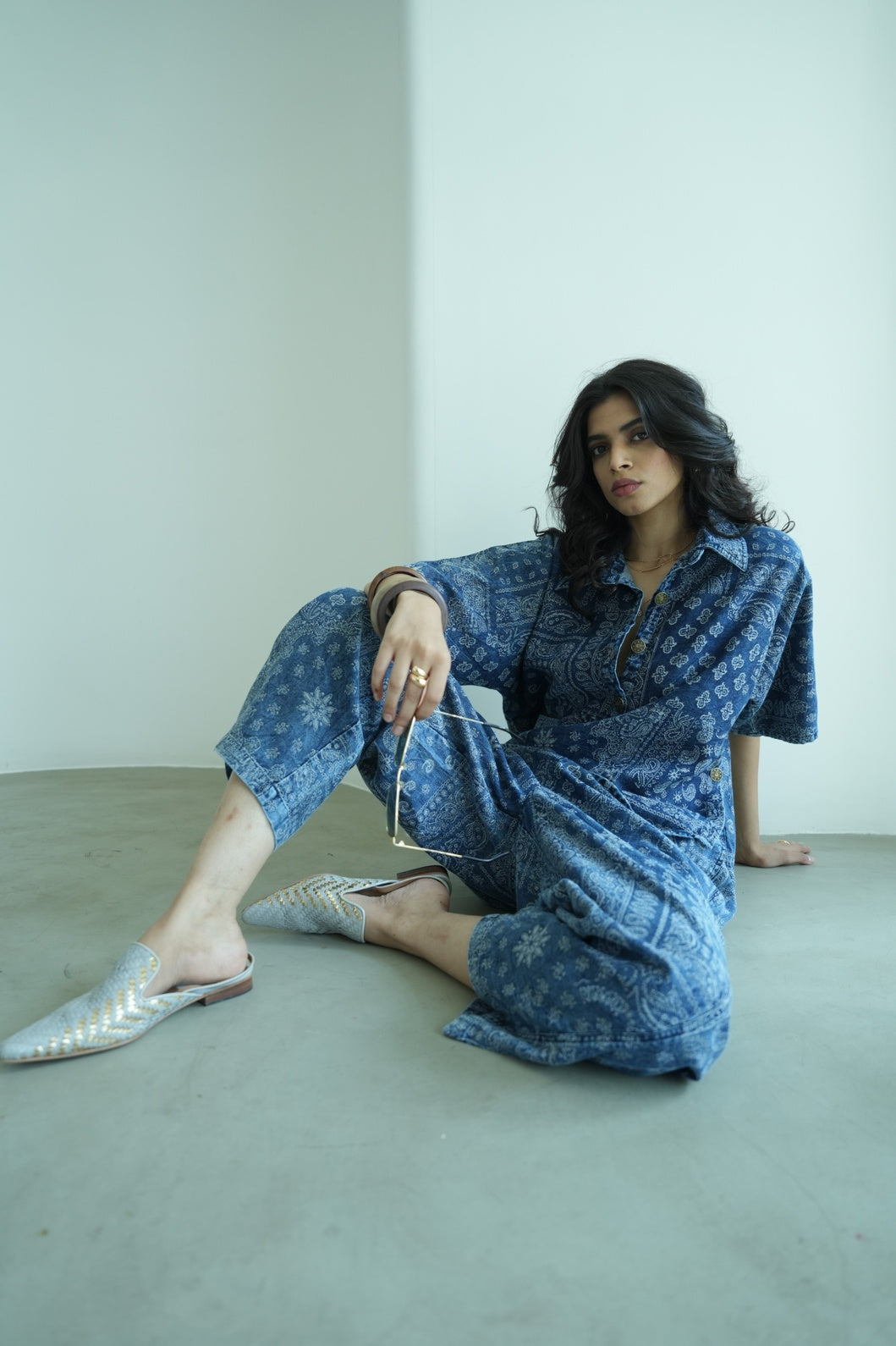 Denim Blue Bandana Printed Co-ord Set