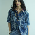Denim Brocade Ornamental Design Shirt