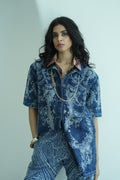 Denim Brocade Ornamental Design Shirt-Pre Order Only