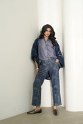 Denim Metallic Brocade Straight Pants - Pre Order