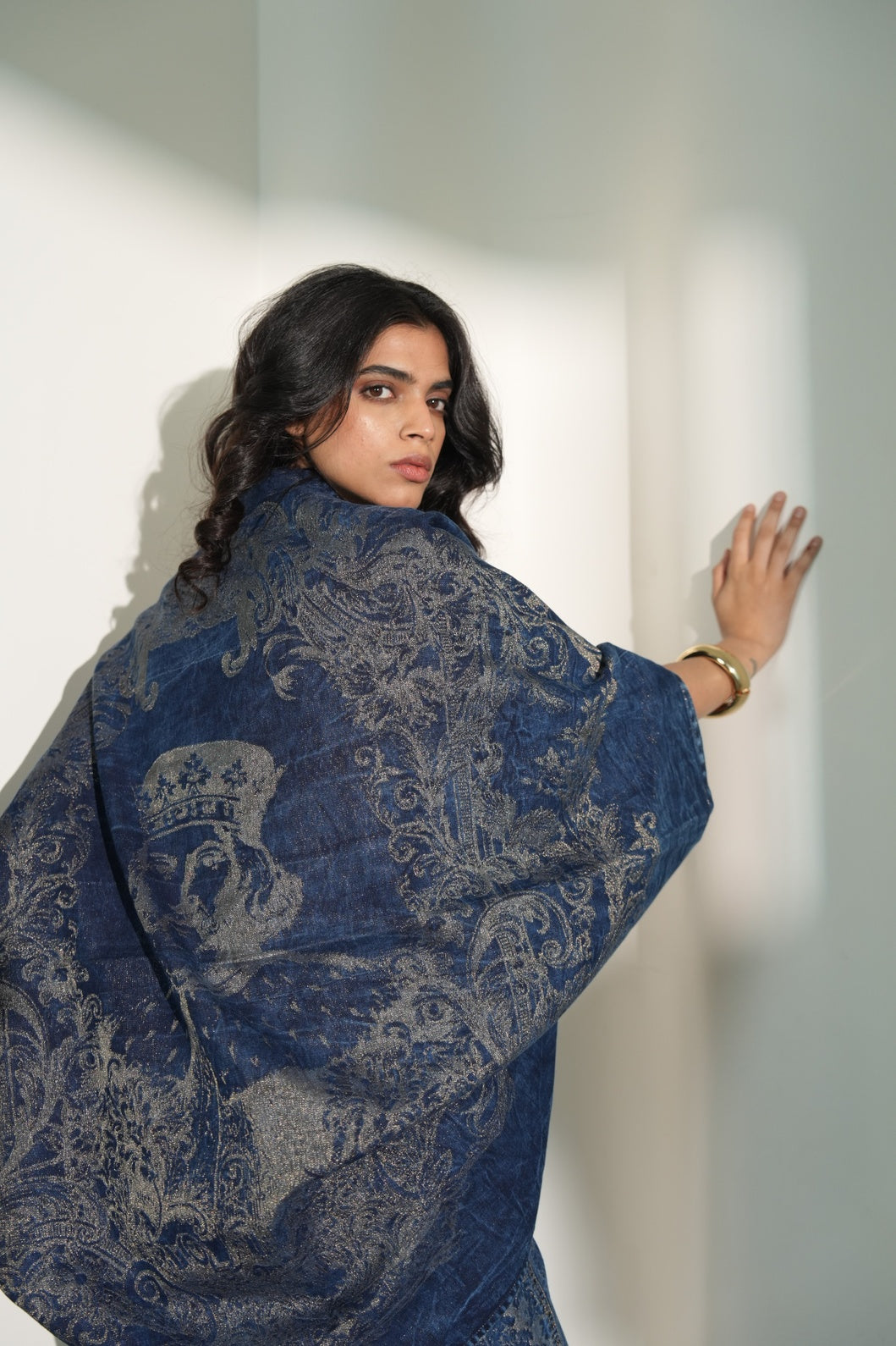 Denim King Design Metallic Brocade cape