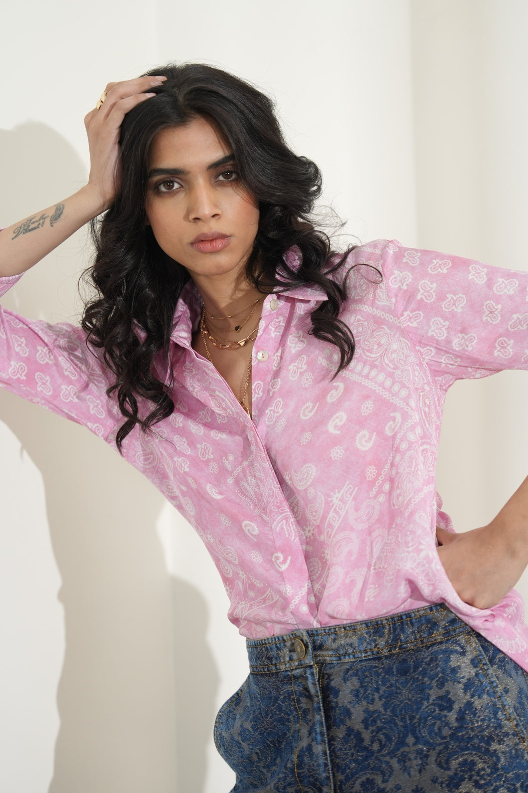 Viscose Bandana Printed Pink Top