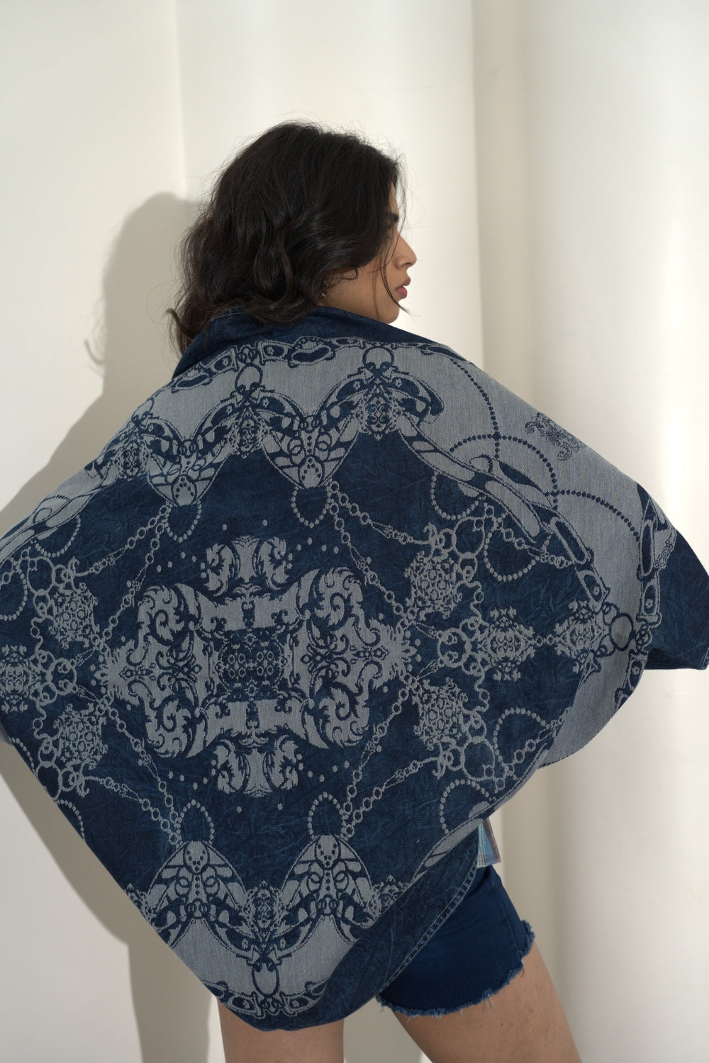 Denim Ropes & Chains Design Brocade Cape