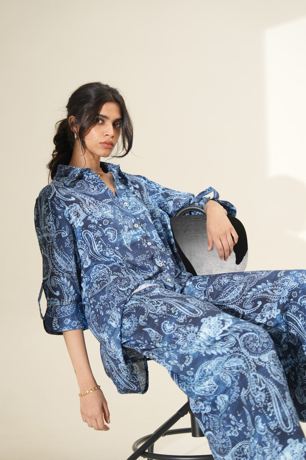 Blue Paisley Printed Co-ord Set