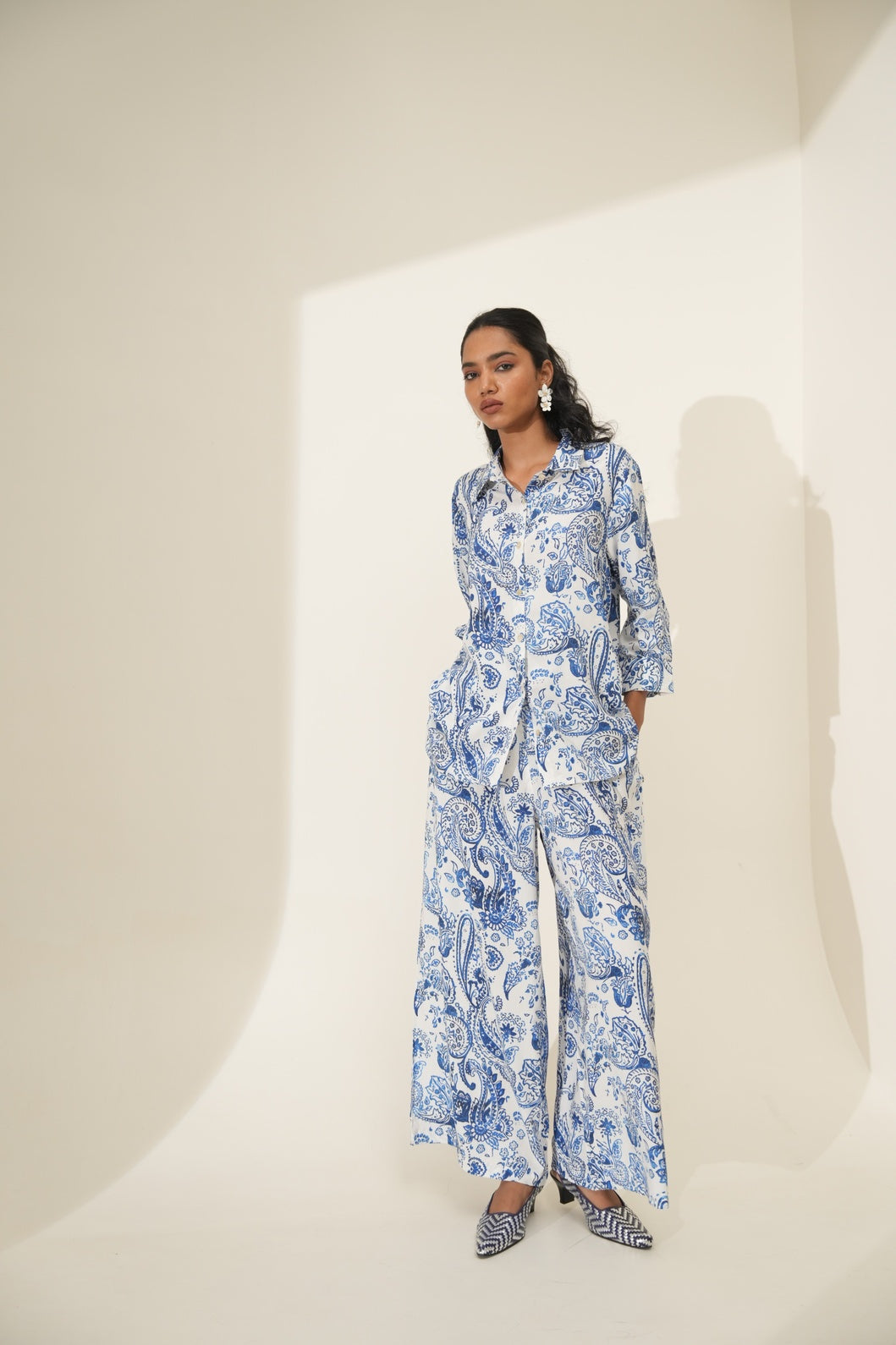 Paisley Printed White Co-ord Set