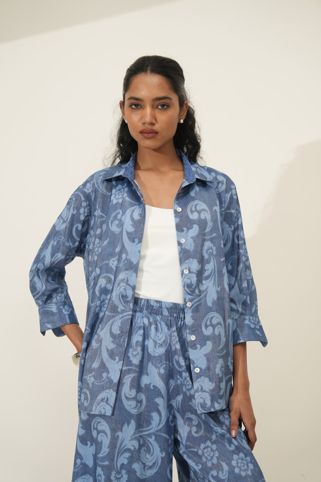 Bold Filigree Printed Blue Co-ord Set