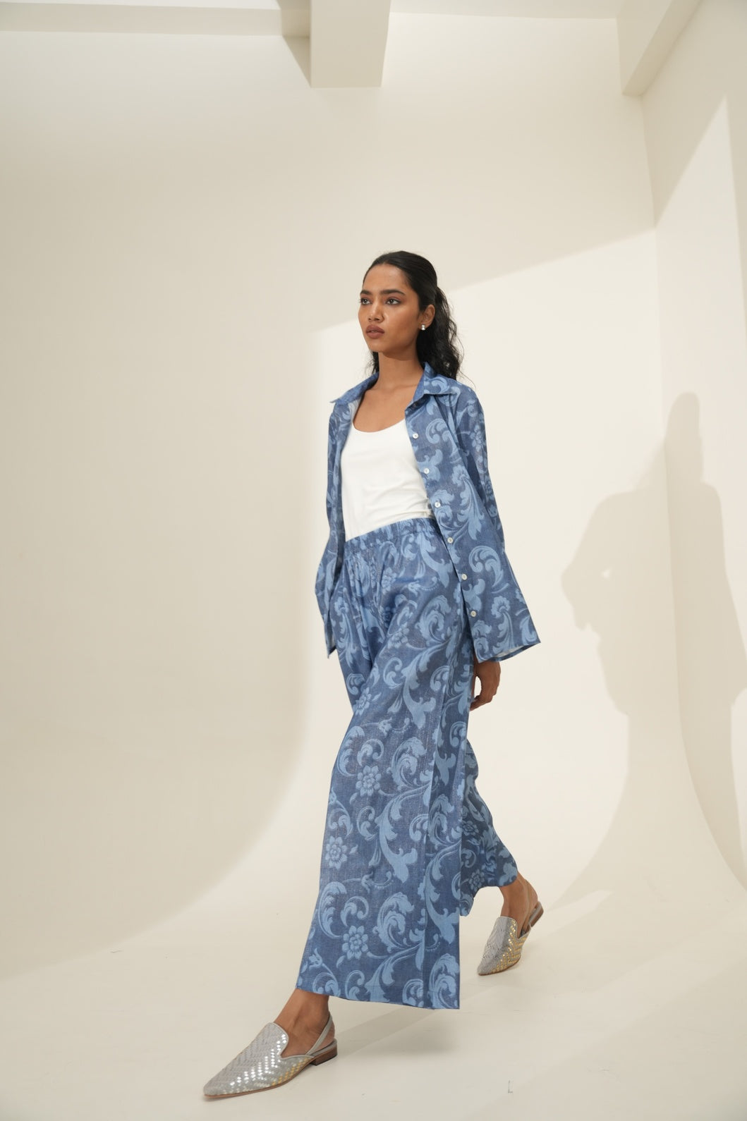 Bold Filigree Printed Blue Co-ord Set