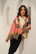 Multicolor Geometric Designed Brocade Short Blazer