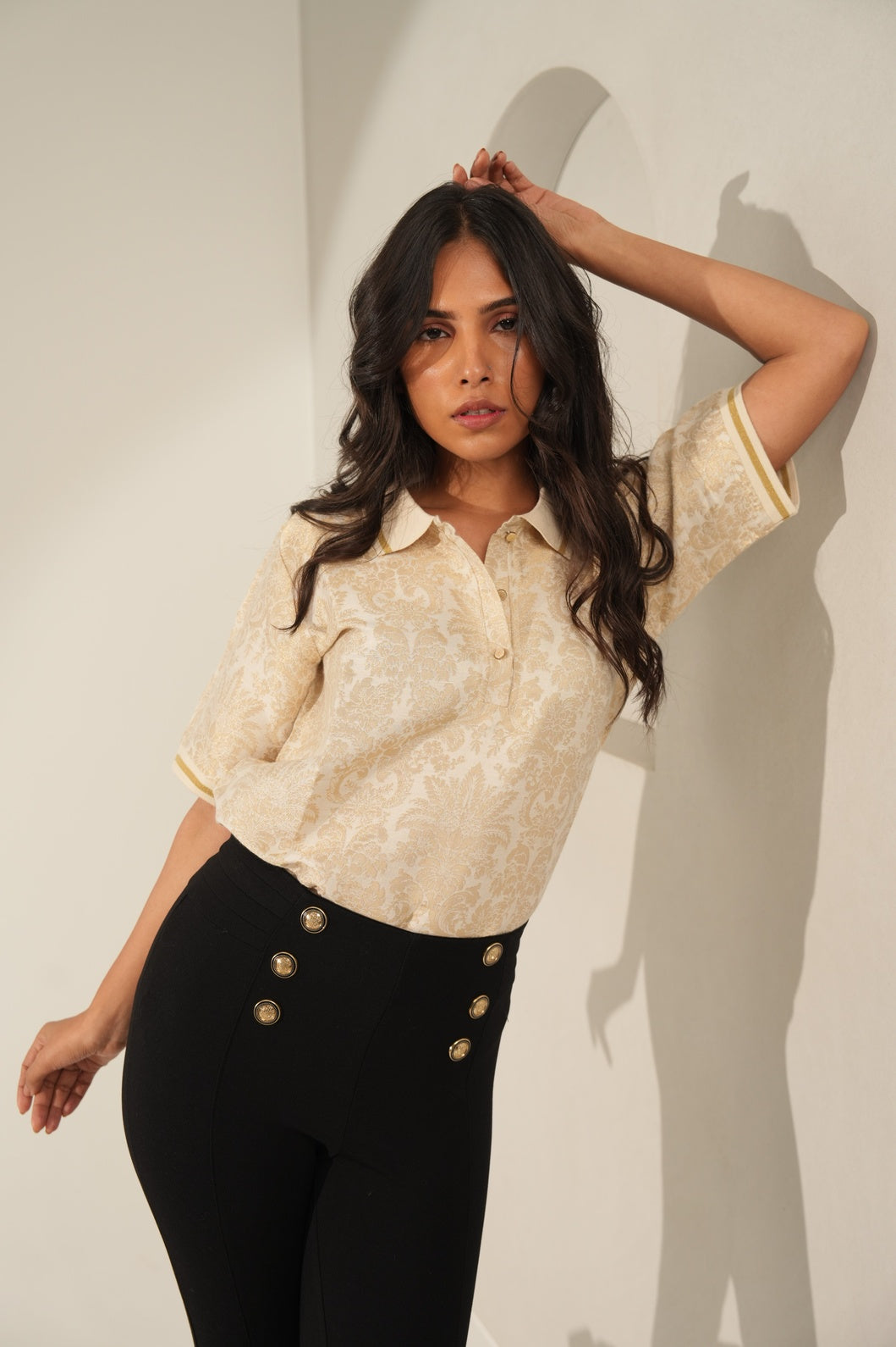 Brocade Tapestry Design Ivory T-Shirt