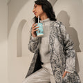 Brocade Paisley Design Black Overcoat