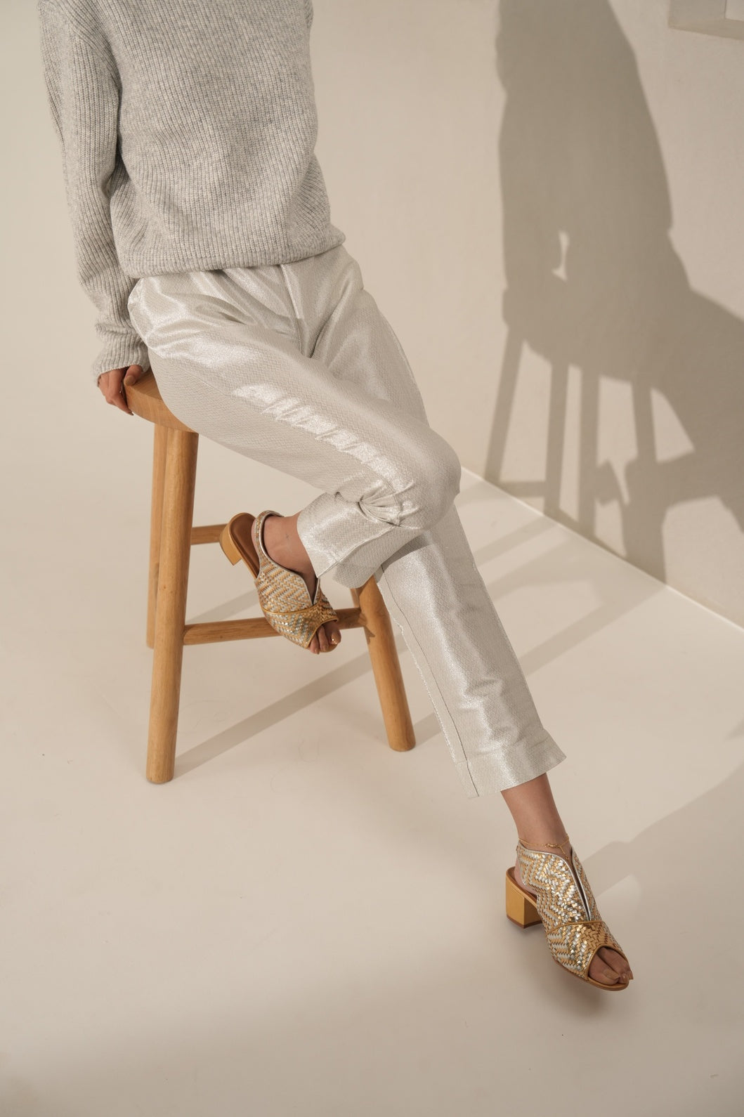 Silver Zigzag Dobby Design Brocade Pant