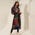 Patchwork Printed Velvet Long Blazer