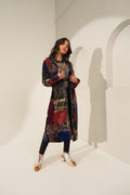 Patchwork Printed Velvet Long Blazer