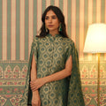 Green Floral Brocade Cape Jacket