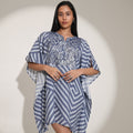 Denim Geometric Printed Poncho Dress