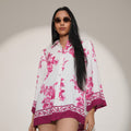 Viscose Floral Printed White Pink Shirt
