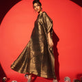 Black & Gold Motif Designed Long Brocade Kaftan