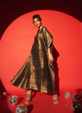 Black & Gold Motif Designed Long Brocade Kaftan