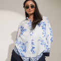 Viscose Floral Printed White Blue Shirt