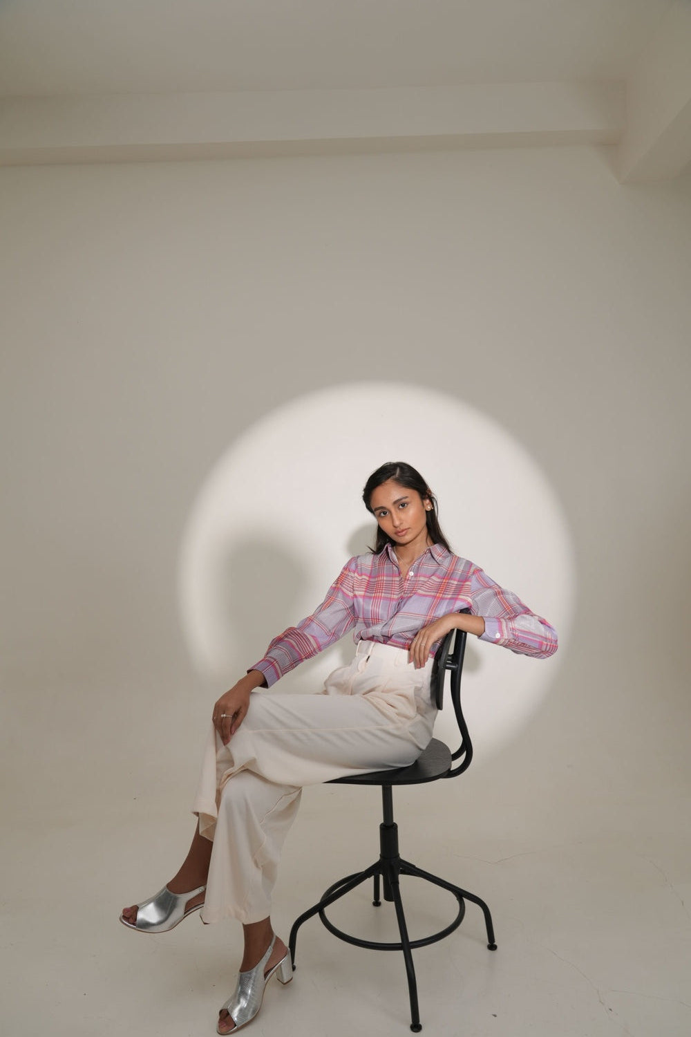 Checks Metallic Pink Button Down Shirt