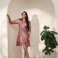 Brocade Tapestry Design Coral Kurta Set