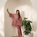 Pink Solid Metallic Co-ord Set