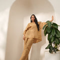 Beige Solid Metallic Co-ord Set