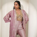 Brocade Floral Design Mauve Kimono