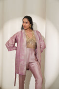 Mauve Floral Design Brocade Kimono