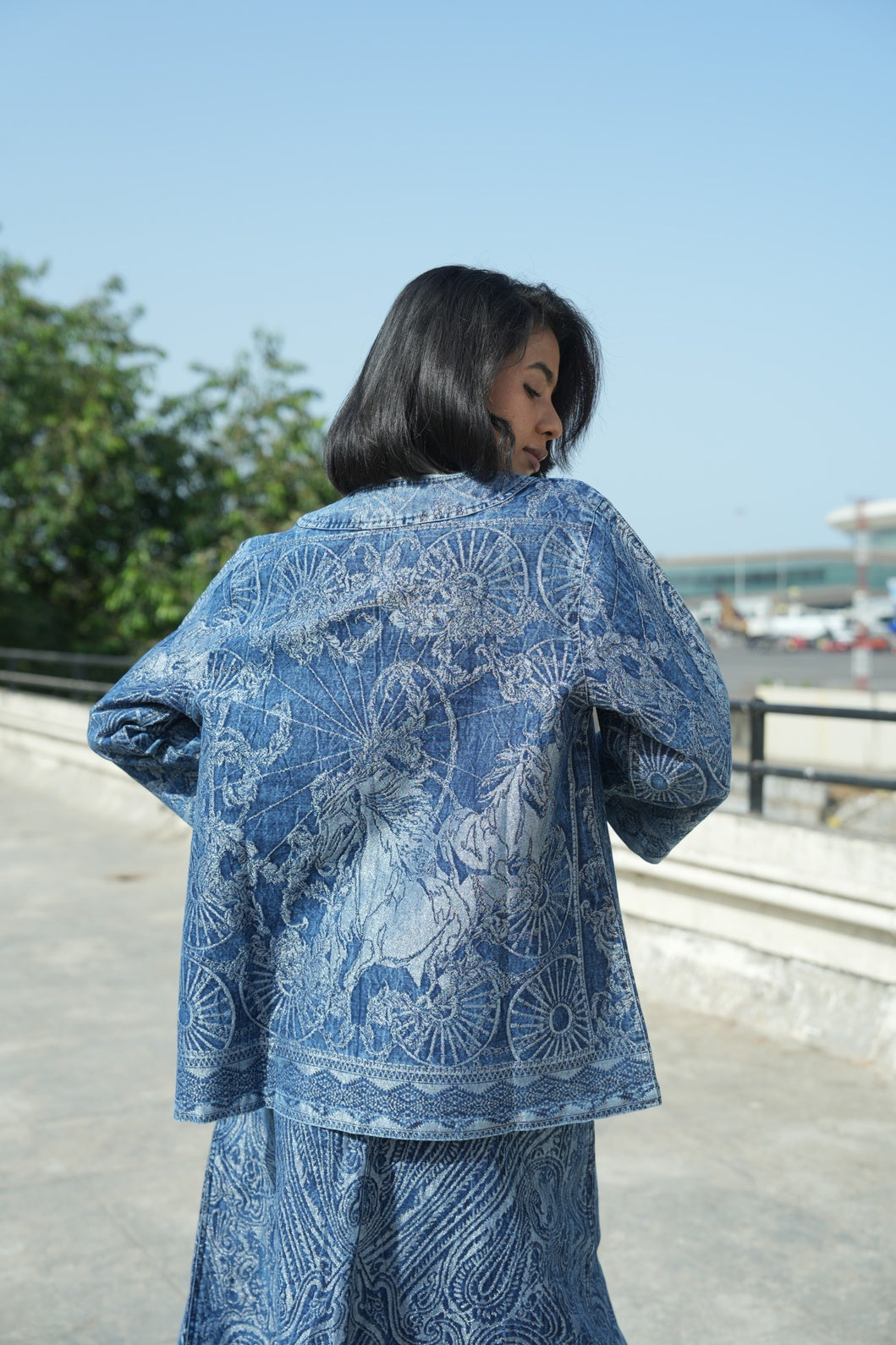 Denim Metallic Horse Kimono