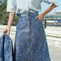 Denim Metallic Paisley Skirt
